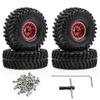4PCS 1.0'' Aluminum Alloy Wheel Rim Tire Wheel RC Spare Parts for 1/18 TRX4M FMS SCX24 Crawler RC Climbing Car (Red) view 1