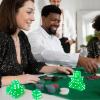 Abilat 12 Pieces 19mm Casino Dice Set Acrylic 6 Sided Game Dices Translucent Square Corner Dice for Casino Vegas Theme Birthday Party Supplies Table Games Board Games (Green) view 3