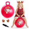 EVERICH TOY Hopper Ball for Kids 18In Sit On Bouncy Balls with Handle for Indoor Outdoor Active Play, Red Christmas Inflatable Boys Girls Gifts for 4 5 6 7 8 Years Old with Christmas Reindeer Ears view 1