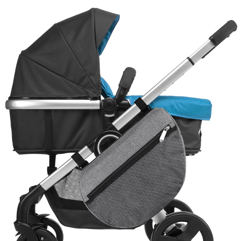 Accmor Insulated Side Sling Stroller Saddle Bag Organizer, Universal Stroller Organizer, Stroller Bag Caddy Organizer, Grey