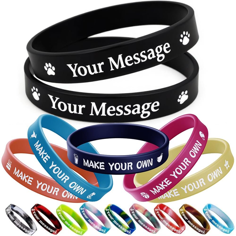 Aokizkdzsw Custom Silicone Wristbands Personalized Engraved Rubber Bracelets for any groups Motivational Sports Party Wedding Events