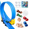 MINDNOOK 16 Ft Flexible Race Car Track Set for Kids, Portable Roll-Up Racetrack with 4 Cars & Suction Cups, Compatible with 1:64 Diecast Toy Cars, Gift for Boys & Girls Ages 4-12 view 1