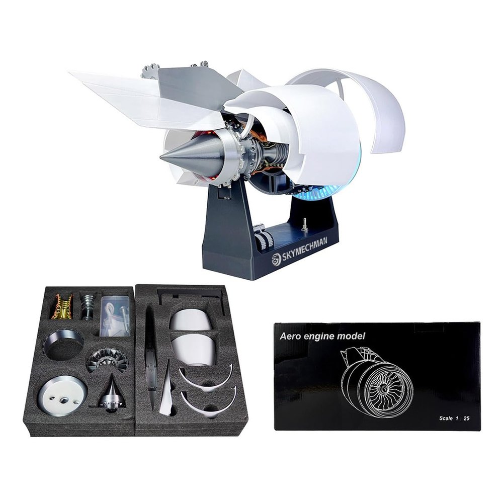1/24 A38X Turbofan Engine Model Kit, 3D Printed Resin Simulation TR900 Aircraft Engine with Variable Speed, DIY Assembly Rectifier Hood Nacelle, Physics Science Toy Gift