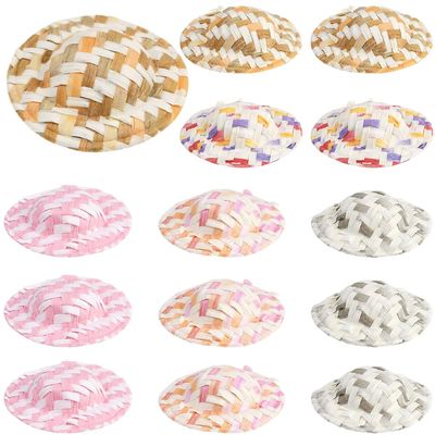 SUNNYCLUE 40Pcs Mini Woven Hats Mini Cowboy Hat 1.5 Inch Miniature Woven Straw Hat Colorful Tiny Dress Up Caps Cloth Small Cowboy Caps for Christmas Ornaments DIY Art Crafts Hair Accessories Decor