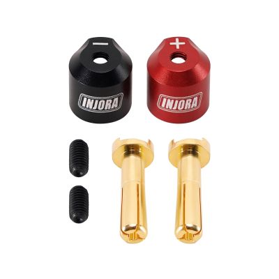 INJORA Heatsink Bullet Plug Connectors Grips with 4mm Bullets (Black, Red, 2Pcs)