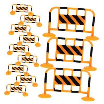 Yardwe 12pcs Mini Traffic Fence Roadblocks Simulation Safety Barricades Wear Resistant Miniature Traffic Sign and Role Play