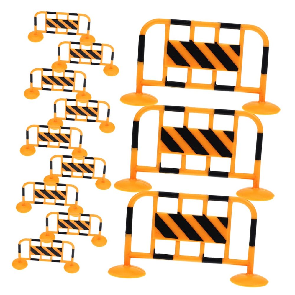 Yardwe 12pcs Mini Traffic Fence Roadblocks Simulation Safety Barricades Wear Resistant Miniature Traffic Sign and Role Play