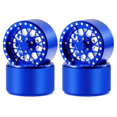 RCLIONS 4PCS Width 39mm 2.2" Beadlock Wheels Deep Dish Offset -15mm Rims for Axial Wraith SCX10-II III 1/10 RC Crawler Truck Car (Blue)