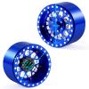 RCLIONS 4PCS Width 39mm 2.2" Beadlock Wheels Deep Dish Offset -15mm Rims for Axial Wraith SCX10-II III 1/10 RC Crawler Truck Car (Blue) view 3