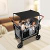 Lemoeyes Wagon Stroller for 4 Kids, Push Pull Collapsible Stroller with 5-Point Safety Harness & Removable Canopy, 4-Seater Stroller Wagon for 0-6 Years Kids, for Camping Shopping (Grey, 4-Seater) view 4