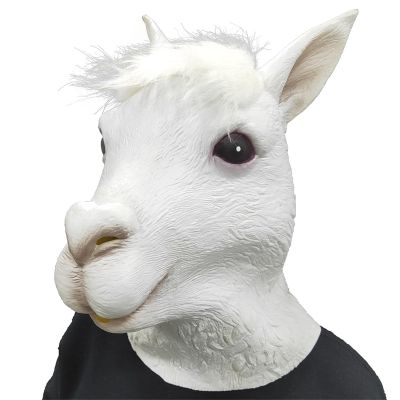 Halloween Realistic Alpaca Mask,Full Head Alpaca Head Mask,Funny Animal Masks Fancy Dress for Halloween Carnival Costume Party,Animal Headgear Costume