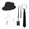 4PCS Agent Costume Accessories Secret Security Outfit Halloween Cosplay Hat Ties Fake Earpiece ID Card Party Props (Set 2) view 1
