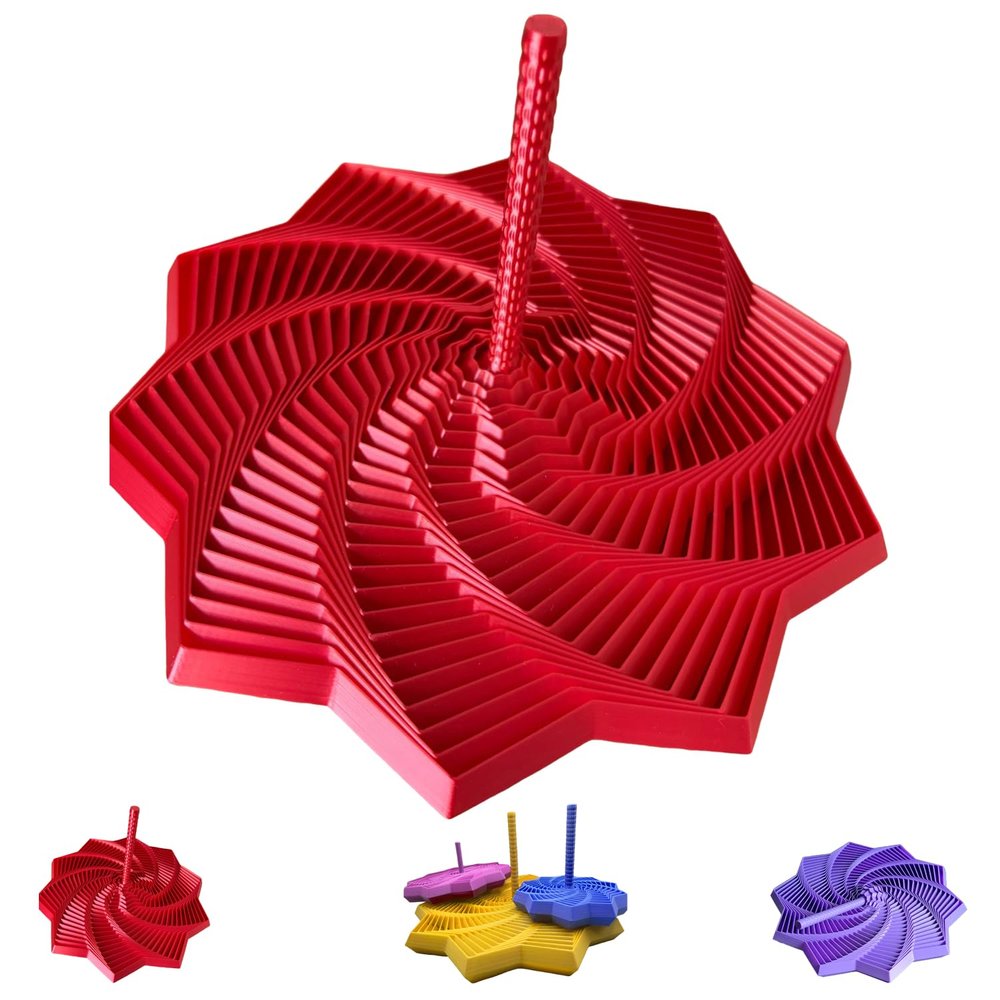 3D Printed Expanded Sensory Fidget Star, 3D Printed Fidget Toys with Handle, Honeycomb Sensory Toy for Office Desktop Decompression, Stress Relief Gifts, (red, Medium)