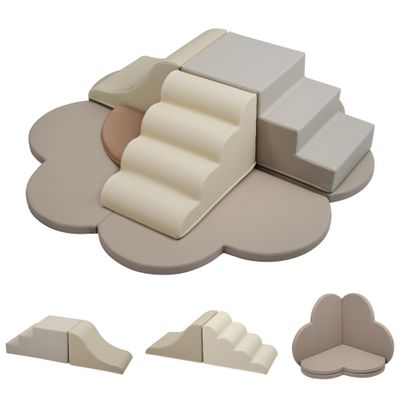 Merax Indoor Climbing Toys for Toddlers, 6-Piece Soft Foam Climbing Blocks Climb & Slide Soft Play Set