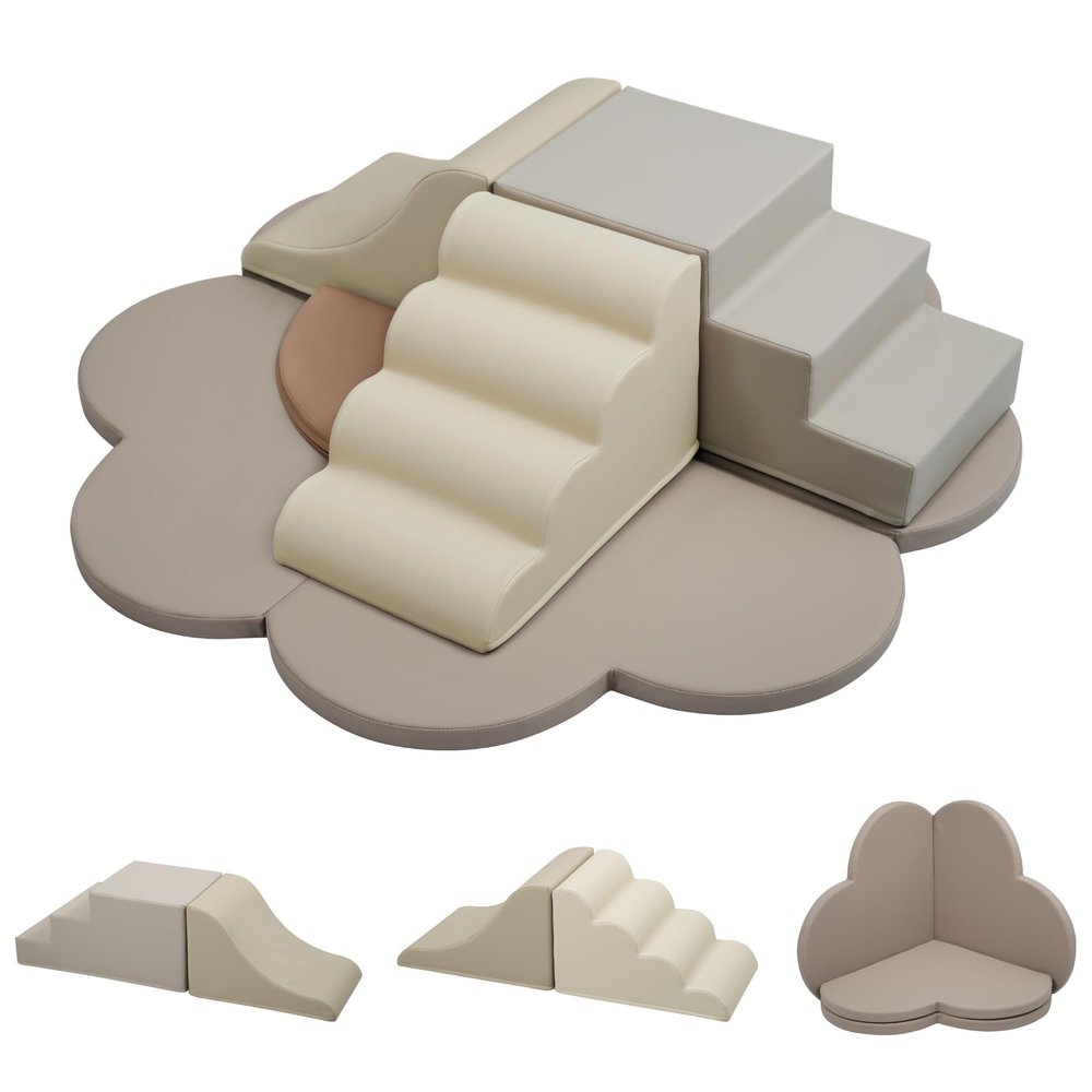 Merax Indoor Climbing Toys for Toddlers, 6-Piece Soft Foam Climbing Blocks Climb & Slide Soft Play Set