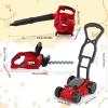 Arrowbash 3 Pcs Toy Gardening Tool Set for Kids Toy Leaf Blower Hedge Trimmer Push Lawn Mower Play Set with Lights and Sounds Christmas Birthday Gifts for Boys Girls view 2