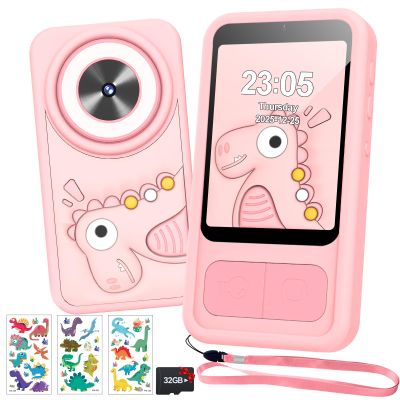 Kids Phone, Dinosaur Kids Smart Phone Toys for 3, 4, 5, 6, 7, 8 +Year Old Girls Gifts, 2.8 Touchscreen Child Learning Play Cell Phone with Dual Camera, Games & Music, Christmas Birthday Gifts (Pink)