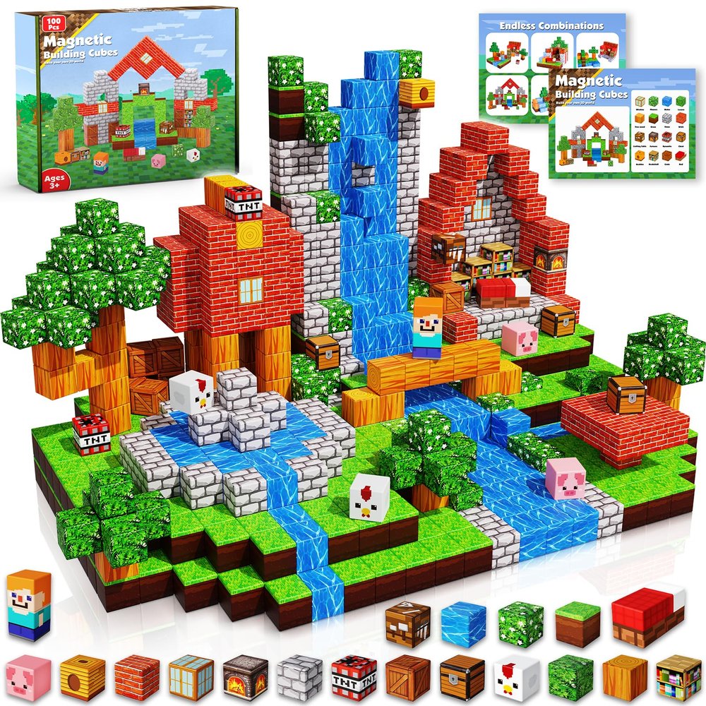 300PCS Magnetic Blocks - Forest Magnetic Building Blocks, Stacking Magnets for Kids, Strong Magnets, Sensory Toy for STEM Learning Toys for Kids 3+ Boys and Girls Christmas Birthday Creative Gifts