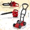 Arrowbash 3 Pcs Toy Gardening Tool Set for Kids Toy Leaf Blower Chainsaw Push Lawn Mower Pretend Set with Lights and Sounds Christmas Birthday Gifts for Boys Girls view 2