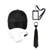 4PCS Agent Costume Accessories Secret Security Outfit Halloween Cosplay Hat Ties Fake Earpiece ID Card Party Props (Set 1) view 1