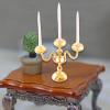 1:12 Scale Dollhouse Candle Holder Model Furniture for Kids Children Miniature Candelabra for Mantel Fireplace Shelf Bedroom, Gold and White view 3