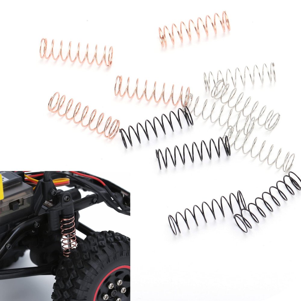 12PCS RC Shock Absorbers High Performance Durable Shock Absorption Springs with 3 Hardness Levels for Axial SCX24 1/24 Model Car Black Gold Silver 23mm Length