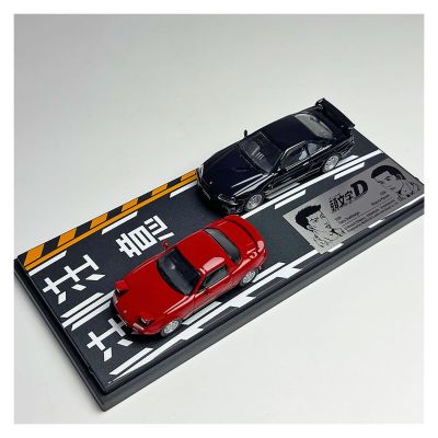 1:64 for Initial D Mazda MX-5 Skyline ER34 Dual Car Set Diecast Model Static Ornament Vehicle