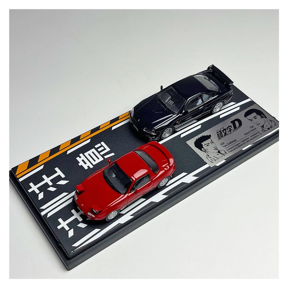 1:64 for Initial D Mazda MX-5 Skyline ER34 Dual Car Set Diecast Model Static Ornament Vehicle