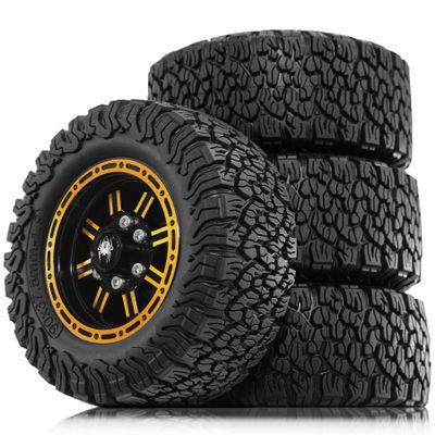 1.9-inch RC Crawler Tires Set Compatible with 1/12 Climbing Cars, 12mm Hex for FMS FCX12 CR12 ECX Barrage Redcat GEN7 S10 MJX XiH12Y MN128 MN82 OD:90mm (R345 Gold)