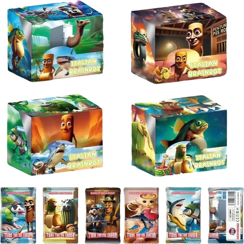 1 Box/288pcs Official Italian Brainrot Rot Cards Collection, Tralalero Tralala&Tung Tung Tung Sahur,Gold Card Flash Card Collection, Rare (288Pc Whole Box)