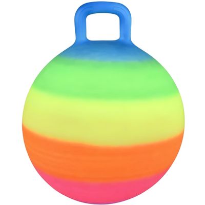 Bright Rainbow Hopper Ball - 18" (1 Pc.) - Thick Vinyl Jumping Ball with Handle - Perfect for Indoor and Outdoor Active Play
