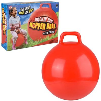 Red Hopper Ball - 18" (1 Pc.) - Thick Vinyl Jumping Ball with Handle - Perfect for Indoor and Outdoor Active Play