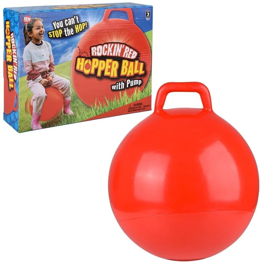 Red Hopper Ball - 18" (1 Pc.) - Thick Vinyl Jumping Ball with Handle - Perfect for Indoor and Outdoor Active Play