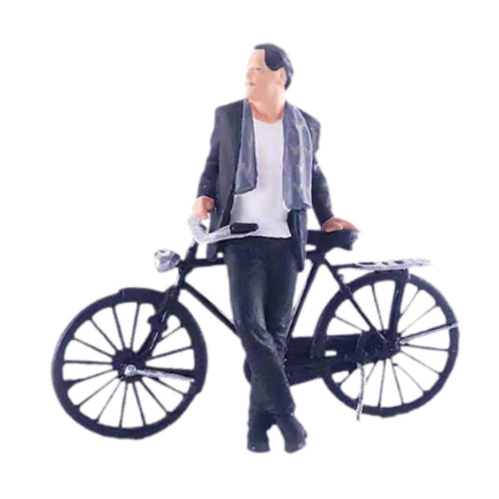TTETTZ Gentleman Doll Bike 1/64 3D Painted Photography Gentleman Cyclist Model for Sand Table DIY Projects Scene Model Ornament, Black