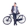 TTETTZ Gentleman Doll Bike 1/64 3D Painted Photography Gentleman Cyclist Model for Sand Table DIY Projects Scene Model Ornament, Black view 1
