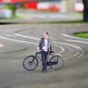 TTETTZ Gentleman Doll Bike 1/64 3D Painted Photography Gentleman Cyclist Model for Sand Table DIY Projects Scene Model Ornament, Black view 3
