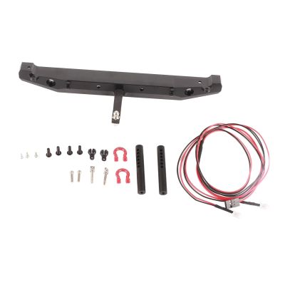 Compatible with SCX10 II 90046 RC Crawler Car Part Upgrade Metal Rear Bumper with Lights Accessories Rc Car Bull Bars