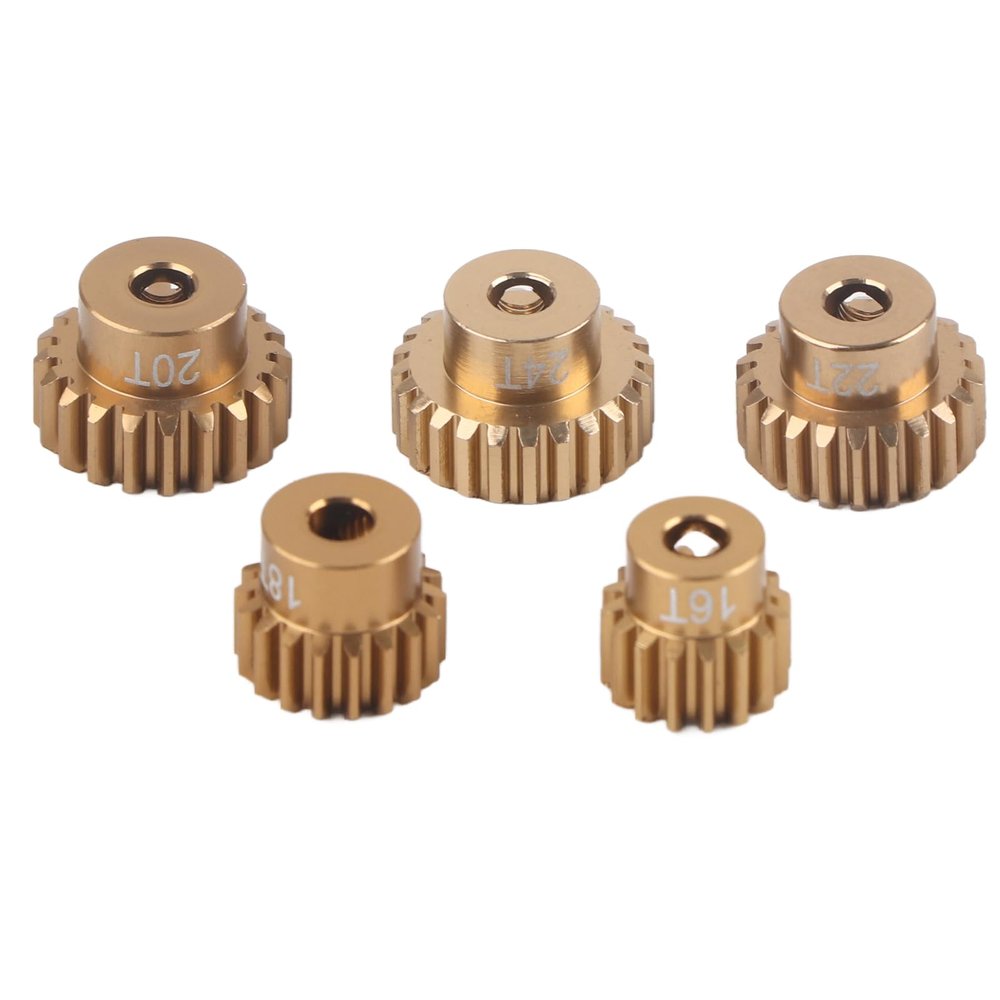 7075 Aluminum Alloy 48P Pinion Gear Set | 5PCS 16T - 24T Motor Gears Kit for 1/10 RC Car | High - Speed Long - Lasting Replacement Gears/Crawler/Drift Racing