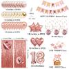 18th Birthday Decorations for Girls, Pink Rose Gold Happy 18 Birthday Banner Backdrop Balloons Table Cake Topper Honeycomb Centerpieces Hanging Swirls Paper Party Supplies view 3