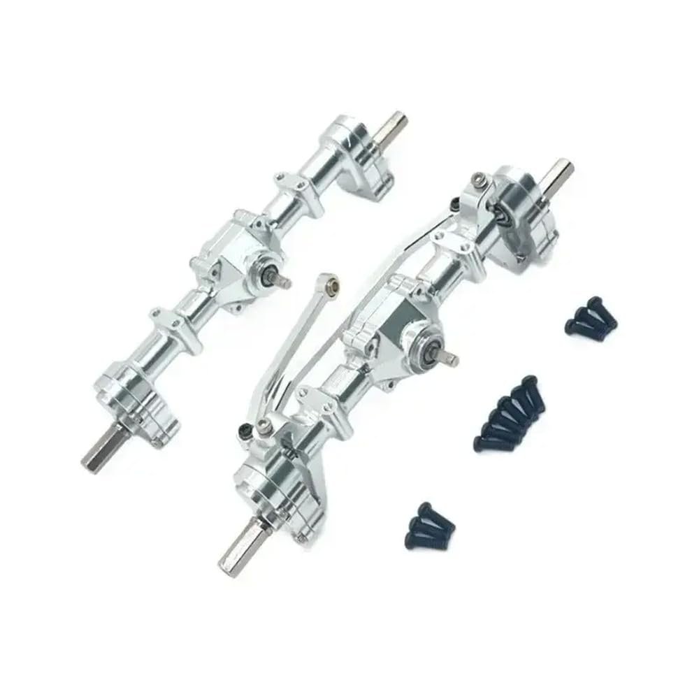 1/16 RC Car Upgrade Parts C14 C24 C34 C44 C54 C64 C74 B14 B24 Metal Front Rear Portal Axle Accessories Compatible with Various RC Models(Silver)
