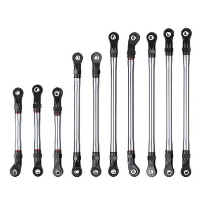 For Traxxas For TRX-4 1/10 324mm 10Pcs/Set Metal Unassembled Link Set Plastic Rod End RC Crawler Truck Off-road Parts Replacement And Use RC Car Upgrade Part(Silver)
