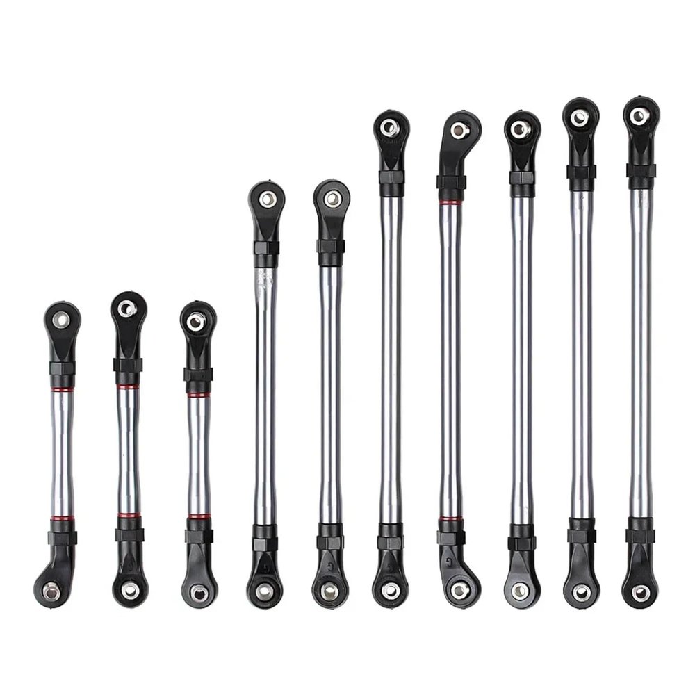 For Traxxas For TRX-4 1/10 324mm 10Pcs/Set Metal Unassembled Link Set Plastic Rod End RC Crawler Truck Off-road Parts Replacement And Use RC Car Upgrade Part(Silver)