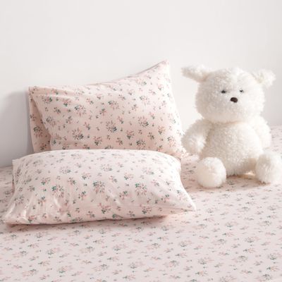 100% Natural Jersey Cotton Toddler Pillowcases (13x18 Inches) - Set of 2 Ultra-Soft Breathable Pillow Cases with Envelope Closure for Nursery and Travel, Pink Begonia