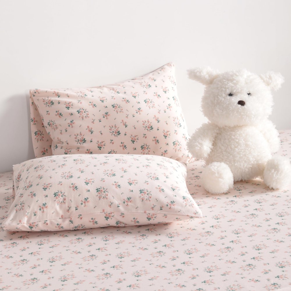 100% Natural Jersey Cotton Toddler Pillowcases (13x18 Inches) - Set of 2 Ultra-Soft Breathable Pillow Cases with Envelope Closure for Nursery and Travel, Pink Begonia