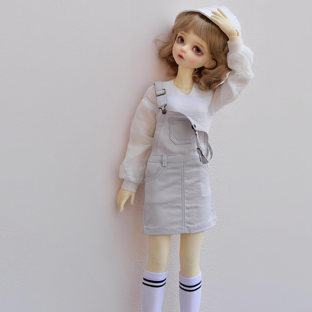 YHYQiFei Bjd Doll Clothes for 1/3 1/4 1/6 Bjd Dolls,Ball Jointed Doll Clothes,Handmade, Suspenders Skirt for Bjd Dolls Gifts (Gray, 1/3)