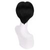 WAVELNM Natural Black Wigs for Mens Straight Black Wig Cosplay Wig Daily Halloween Costume Synthetic Wigs(Small Head) view 4