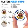 12 Grams Personalized Poker Chips|25-500PCS Custom Clay Poke Chips with Logo, Text|Double-Sided Full-Color Printing|Goods for Bar Drink Tokens,Golf Ball Markers,Poker Games,Casino Nights (E,Blue) view 4