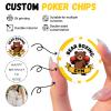 12 Grams Personalized Poker Chips|25-500PCS Custom Clay Poke Chips with Logo, Text|Double-Sided Full-Color Printing|Goods for Bar Drink Tokens,Golf Ball Markers,Poker Games,Casino Nights (E,Yellow) view 4