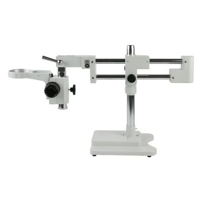 1pc Stereo Zoom Microscope Boom Stand Universal Clamp Trinocular Microscope Lab Holder Double Arm + 76mm Ring Holder Bracket(Brown)
