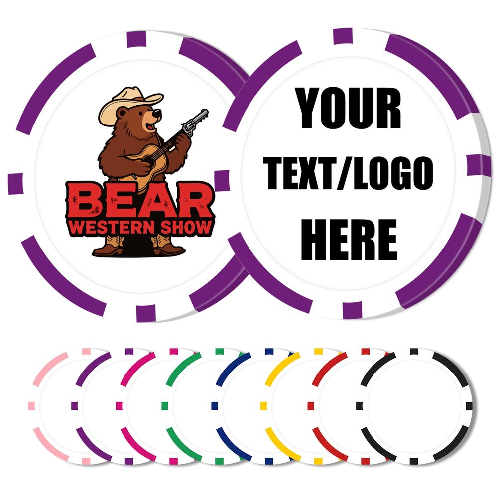 12 Grams Personalized Poker Chips|25-500PCS Custom Clay Poke Chips with Logo, Text|Double-Sided Full-Color Printing|Goods for Bar Drink Tokens,Golf Ball Markers,Poker Games,Casino Nights (E,Purple)